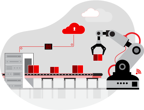 Illustration of robotics factory